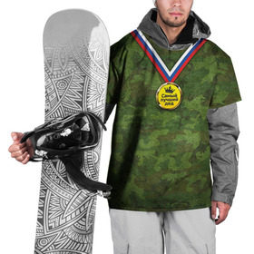 Накидка на куртку 3D с принтом Самый лучший дед в Новосибирске, 100% полиэстер |  | Тематика изображения на принте: дедуля | медаль | награда