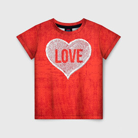 Детская футболка 3D с принтом Love в Новосибирске, 100% гипоаллергенный полиэфир | прямой крой, круглый вырез горловины, длина до линии бедер, чуть спущенное плечо, ткань немного тянется | 14 февраля | love | влюбленный | любовь | рисунок | сердечки | сердечко | сердце