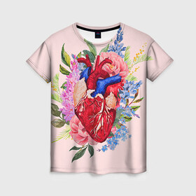 Женская футболка 3D с принтом Cердечко в Новосибирске, 100% полиэфир ( синтетическое хлопкоподобное полотно) | прямой крой, круглый вырез горловины, длина до линии бедер | 14 февраля | love | влюбленный | любовь | рисунок | сердечки | сердечко | сердце