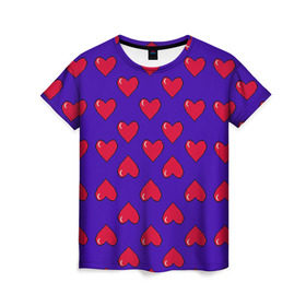Женская футболка 3D с принтом Пиксельная любовь в Новосибирске, 100% полиэфир ( синтетическое хлопкоподобное полотно) | прямой крой, круглый вырез горловины, длина до линии бедер | 14 февраля | love | влюбленный | любовь | рисунок | сердечки | сердечко | сердце