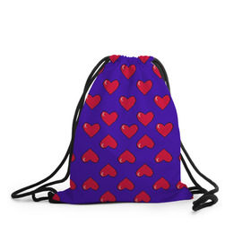 Рюкзак-мешок 3D с принтом Пиксельная любовь в Новосибирске, 100% полиэстер | плотность ткани — 200 г/м2, размер — 35 х 45 см; лямки — толстые шнурки, застежка на шнуровке, без карманов и подкладки | 14 февраля | love | влюбленный | любовь | рисунок | сердечки | сердечко | сердце