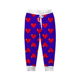 Детские брюки 3D с принтом Пиксельная любовь в Новосибирске, 100% полиэстер | манжеты по низу, эластичный пояс регулируется шнурком, по бокам два кармана без застежек, внутренняя часть кармана из мелкой сетки | 14 февраля | love | влюбленный | любовь | рисунок | сердечки | сердечко | сердце