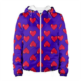 Женская куртка 3D с принтом Пиксельная любовь в Новосибирске, ткань верха — 100% полиэстер, подклад — флис | прямой крой, подол и капюшон оформлены резинкой с фиксаторами, два кармана без застежек по бокам, один большой потайной карман на груди. Карман на груди застегивается на липучку | 14 февраля | love | влюбленный | любовь | рисунок | сердечки | сердечко | сердце