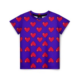Детская футболка 3D с принтом Пиксельная любовь в Новосибирске, 100% гипоаллергенный полиэфир | прямой крой, круглый вырез горловины, длина до линии бедер, чуть спущенное плечо, ткань немного тянется | 14 февраля | love | влюбленный | любовь | рисунок | сердечки | сердечко | сердце