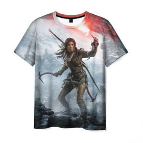 Мужская футболка 3D с принтом Rise of the Tomb Raider в Новосибирске, 100% полиэфир | прямой крой, круглый вырез горловины, длина до линии бедер | rise of the tomb raider | tomb raider | райдер | том райдер