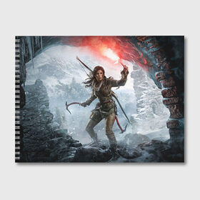 Альбом для рисования с принтом Rise of the Tomb Raider в Новосибирске, 100% бумага
 | матовая бумага, плотность 200 мг. | Тематика изображения на принте: rise of the tomb raider | tomb raider | райдер | том райдер