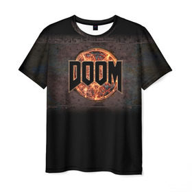 Мужская футболка 3D с принтом Doom в Новосибирске, 100% полиэфир | прямой крой, круглый вырез горловины, длина до линии бедер | Тематика изображения на принте: doom | game | гибель | дум | игра | игры | обреченность | шутер