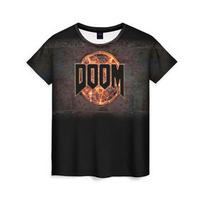 Женская футболка 3D с принтом Doom в Новосибирске, 100% полиэфир ( синтетическое хлопкоподобное полотно) | прямой крой, круглый вырез горловины, длина до линии бедер | doom | game | гибель | дум | игра | игры | обреченность | шутер
