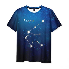Мужская футболка 3D с принтом Водолей в Новосибирске, 100% полиэфир | прямой крой, круглый вырез горловины, длина до линии бедер | водолей | звезда | звезды | знак зодиака | космос | созвездие