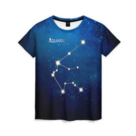 Женская футболка 3D с принтом Водолей в Новосибирске, 100% полиэфир ( синтетическое хлопкоподобное полотно) | прямой крой, круглый вырез горловины, длина до линии бедер | водолей | звезда | звезды | знак зодиака | космос | созвездие