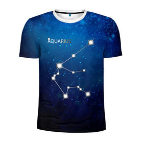 Мужская футболка 3D спортивная с принтом Водолей в Новосибирске, 100% полиэстер с улучшенными характеристиками | приталенный силуэт, круглая горловина, широкие плечи, сужается к линии бедра | водолей | звезда | звезды | знак зодиака | космос | созвездие