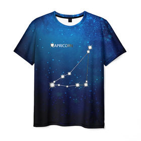 Мужская футболка 3D с принтом Козерог в Новосибирске, 100% полиэфир | прямой крой, круглый вырез горловины, длина до линии бедер | звезда | звезды | знак зодиака | козерог | космос | созвездие