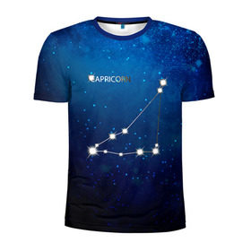 Мужская футболка 3D спортивная с принтом Козерог в Новосибирске, 100% полиэстер с улучшенными характеристиками | приталенный силуэт, круглая горловина, широкие плечи, сужается к линии бедра | звезда | звезды | знак зодиака | козерог | космос | созвездие