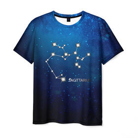 Мужская футболка 3D с принтом Стрелец в Новосибирске, 100% полиэфир | прямой крой, круглый вырез горловины, длина до линии бедер | звезда | звезды | знак зодиака | космос | созвездие | стрелец