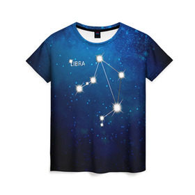 Женская футболка 3D с принтом Весы в Новосибирске, 100% полиэфир ( синтетическое хлопкоподобное полотно) | прямой крой, круглый вырез горловины, длина до линии бедер | весы | звезда | звезды | знак зодиака | космос | созвездие