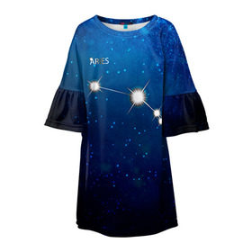 Детское платье 3D с принтом Овен в Новосибирске, 100% полиэстер | прямой силуэт, чуть расширенный к низу. Круглая горловина, на рукавах — воланы | звезда | звезды | знак зодиака | космос | овен | созвездие