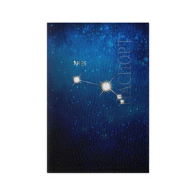 Обложка для паспорта матовая кожа с принтом Овен в Новосибирске, натуральная матовая кожа | размер 19,3 х 13,7 см; прозрачные пластиковые крепления | Тематика изображения на принте: звезда | звезды | знак зодиака | космос | овен | созвездие