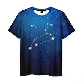 Мужская футболка 3D с принтом Лев в Новосибирске, 100% полиэфир | прямой крой, круглый вырез горловины, длина до линии бедер | звезда | звезды | знак зодиака | космос | лев | созвездие