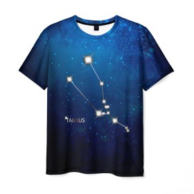 Мужская футболка 3D с принтом Телец в Новосибирске, 100% полиэфир | прямой крой, круглый вырез горловины, длина до линии бедер | Тематика изображения на принте: звезда | звезды | знак зодиака | космос | созвездие | телец