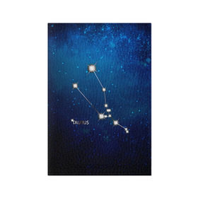 Обложка для паспорта матовая кожа с принтом Телец в Новосибирске, натуральная матовая кожа | размер 19,3 х 13,7 см; прозрачные пластиковые крепления | Тематика изображения на принте: звезда | звезды | знак зодиака | космос | созвездие | телец