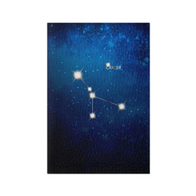 Обложка для паспорта матовая кожа с принтом Рак в Новосибирске, натуральная матовая кожа | размер 19,3 х 13,7 см; прозрачные пластиковые крепления | Тематика изображения на принте: звезда | звезды | знак зодиака | космос | рак | созвездие
