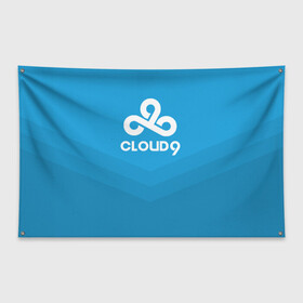 Флаг-баннер с принтом Cloud 9 в Новосибирске, 100% полиэстер | размер 67 х 109 см, плотность ткани — 95 г/м2; по краям флага есть четыре люверса для крепления | 9 | c9 | cloud | csgo | team | клауда | ксго | найн