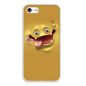 Чехол силиконовый для Телефон Apple iPhone 5/5S с принтом Пластилиновый смайл в Новосибирске, Силикон | Область печати: задняя сторона чехла, без боковых панелей | Тематика изображения на принте: мульт | рожица | смайл | улыбка