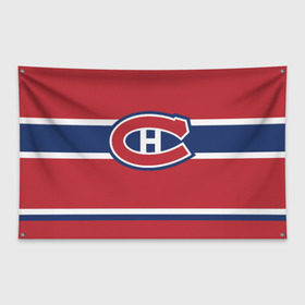 Флаг-баннер с принтом Montreal Canadiens в Новосибирске, 100% полиэстер | размер 67 х 109 см, плотность ткани — 95 г/м2; по краям флага есть четыре люверса для крепления | hockey | montreal canadien | nhl | нхл | спорт | хоккей