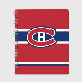 Тетрадь с принтом Montreal Canadiens в Новосибирске, 100% бумага | 48 листов, плотность листов — 60 г/м2, плотность картонной обложки — 250 г/м2. Листы скреплены сбоку удобной пружинной спиралью. Уголки страниц и обложки скругленные. Цвет линий — светло-серый
 | Тематика изображения на принте: hockey | montreal canadien | nhl | нхл | спорт | хоккей