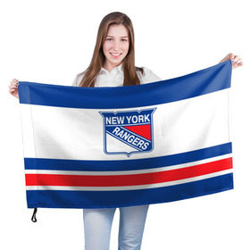 Флаг 3D с принтом New York Rangers в Новосибирске, 100% полиэстер | плотность ткани — 95 г/м2, размер — 67 х 109 см. Принт наносится с одной стороны | hockey | new york rangers | nhl | нхл | спорт | хоккей