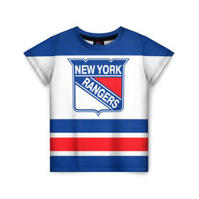 Детская футболка 3D с принтом New York Rangers в Новосибирске, 100% гипоаллергенный полиэфир | прямой крой, круглый вырез горловины, длина до линии бедер, чуть спущенное плечо, ткань немного тянется | hockey | new york rangers | nhl | нхл | спорт | хоккей