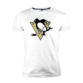 Мужская футболка премиум с принтом Pittsburgh Penguins в Новосибирске, 92% хлопок, 8% лайкра | приталенный силуэт, круглый вырез ворота, длина до линии бедра, короткий рукав | pittsburgh penguinspittsburgh penguins