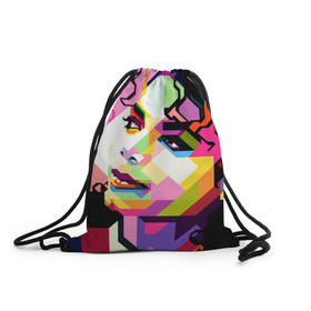 Рюкзак-мешок 3D с принтом Майкл Джексон в Новосибирске, 100% полиэстер | плотность ткани — 200 г/м2, размер — 35 х 45 см; лямки — толстые шнурки, застежка на шнуровке, без карманов и подкладки | michael jackson | майкл джексон | поп арт | портрет