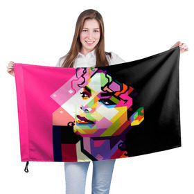 Флаг 3D с принтом Майкл Джексон в Новосибирске, 100% полиэстер | плотность ткани — 95 г/м2, размер — 67 х 109 см. Принт наносится с одной стороны | michael jackson | майкл джексон | поп арт | портрет