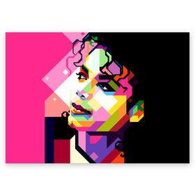 Поздравительная открытка с принтом Майкл Джексон в Новосибирске, 100% бумага | плотность бумаги 280 г/м2, матовая, на обратной стороне линовка и место для марки
 | Тематика изображения на принте: michael jackson | майкл джексон | поп арт | портрет
