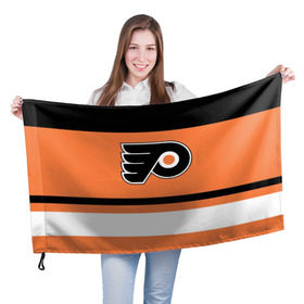 Флаг 3D с принтом Philadelphia Flyers в Новосибирске, 100% полиэстер | плотность ткани — 95 г/м2, размер — 67 х 109 см. Принт наносится с одной стороны | hockey | nhl | philadelphia flyers | нхл | хоккей