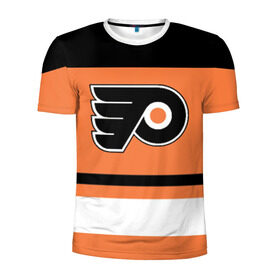 Мужская футболка 3D спортивная с принтом Philadelphia Flyers в Новосибирске, 100% полиэстер с улучшенными характеристиками | приталенный силуэт, круглая горловина, широкие плечи, сужается к линии бедра | hockey | nhl | philadelphia flyers | нхл | хоккей
