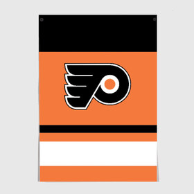 Постер с принтом Philadelphia Flyers в Новосибирске, 100% бумага
 | бумага, плотность 150 мг. Матовая, но за счет высокого коэффициента гладкости имеет небольшой блеск и дает на свету блики, но в отличии от глянцевой бумаги не покрыта лаком | hockey | nhl | philadelphia flyers | нхл | хоккей