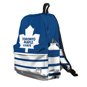 Рюкзак 3D с принтом Toronto Maple Leafs в Новосибирске, 100% полиэстер | лямки с регулируемой длиной, сверху петелька, чтобы рюкзак можно было повесить на вешалку. Основное отделение закрывается на молнию, как и внешний карман. Внутри два дополнительных кармана, один из которых закрывается на молнию. По бокам два дополнительных кармашка | hockey | nhl | toronto maple leafs | нхл | хоккей