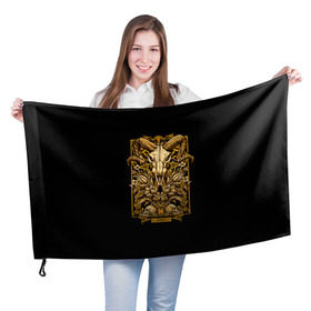 Флаг 3D с принтом Овен в Новосибирске, 100% полиэстер | плотность ткани — 95 г/м2, размер — 67 х 109 см. Принт наносится с одной стороны | aries | арт | гороскоп | знаки зодиака | овен | череп