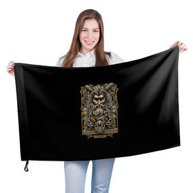 Флаг 3D с принтом Весы в Новосибирске, 100% полиэстер | плотность ткани — 95 г/м2, размер — 67 х 109 см. Принт наносится с одной стороны | libra | арт | весы | гороскоп | знаки зодиака | череп