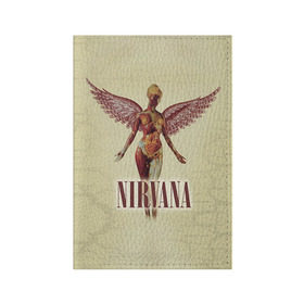 Обложка для паспорта матовая кожа с принтом Nirvana в Новосибирске, натуральная матовая кожа | размер 19,3 х 13,7 см; прозрачные пластиковые крепления | cobain | curt | nirvana | rock | группа | кобейн | курт | нирвана | рок