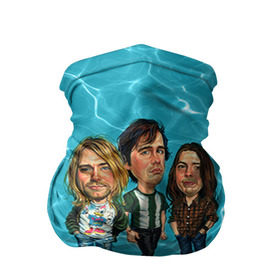 Бандана-труба 3D с принтом Шаржи группа Nirvana в Новосибирске, 100% полиэстер, ткань с особыми свойствами — Activecool | плотность 150‒180 г/м2; хорошо тянется, но сохраняет форму | cobain | curt | nirvana | rock | группа | кобейн | курт | нирвана | рок