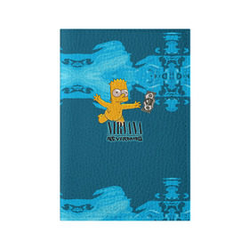 Обложка для паспорта матовая кожа с принтом Nirvana & Simpson в Новосибирске, натуральная матовая кожа | размер 19,3 х 13,7 см; прозрачные пластиковые крепления | cobain | curt | nirvana | rock | группа | кобейн | курт | нирвана | рок