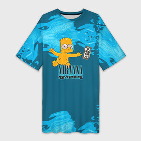 Платье-футболка 3D с принтом Nirvana  Simpson в Новосибирске,  |  | Тематика изображения на принте: cobain | curt | nirvana | rock | группа | кобейн | курт | нирвана | рок