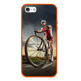 Чехол силиконовый для Телефон Apple iPhone 5/5S с принтом МТБ в Новосибирске, Силикон | Область печати: задняя сторона чехла, без боковых панелей | Тематика изображения на принте: extreme | вело | велосипед | шоссейный велосипед | экстрим