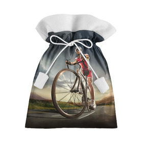 Подарочный 3D мешок с принтом Велогонщик в Новосибирске, 100% полиэстер | Размер: 29*39 см | extreme | вело | велосипед | шоссейный велосипед | экстрим