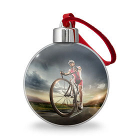 Ёлочный шар с принтом Велогонщик в Новосибирске, Пластик | Диаметр: 77 мм | Тематика изображения на принте: extreme | вело | велосипед | шоссейный велосипед | экстрим