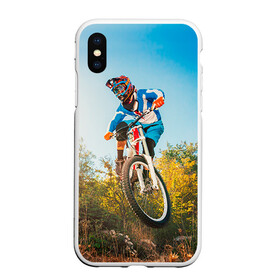 Чехол для iPhone XS Max матовый с принтом МТБ в Новосибирске, Силикон | Область печати: задняя сторона чехла, без боковых панелей | extreme | вело | велосипед | маунтинбайк | мтб | экстрим