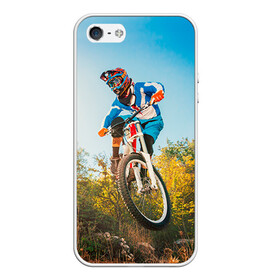 Чехол для iPhone 5/5S матовый с принтом МТБ в Новосибирске, Силикон | Область печати: задняя сторона чехла, без боковых панелей | extreme | вело | велосипед | маунтинбайк | мтб | экстрим